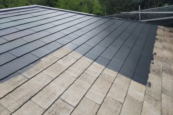 木更津市・Y様｜屋根塗装・外壁塗装⑥_中塗り途中