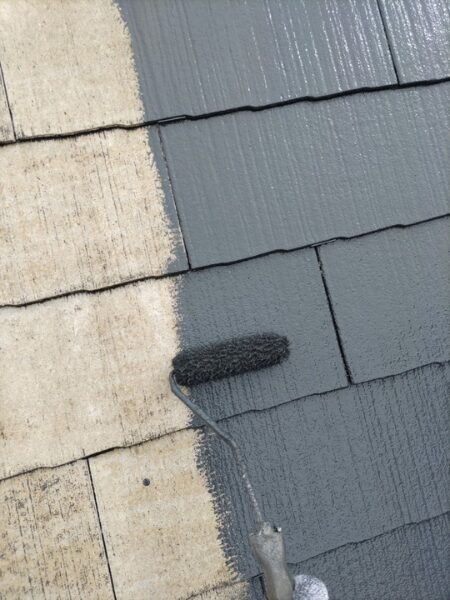 木更津市・Y様｜屋根塗装・外壁塗装⑥_中塗り途中