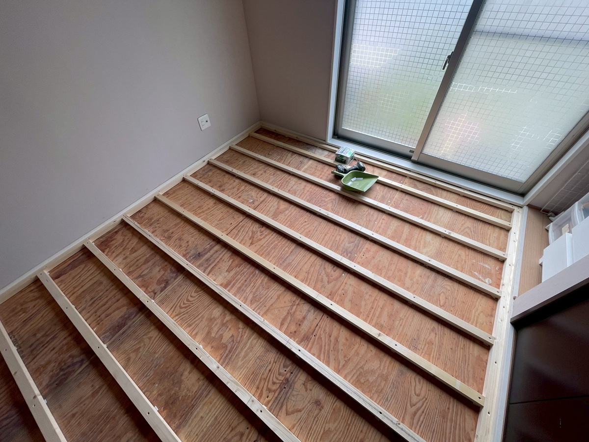 市原市・O様邸｜フロア張り替え工事③下地工事（根太の設置）